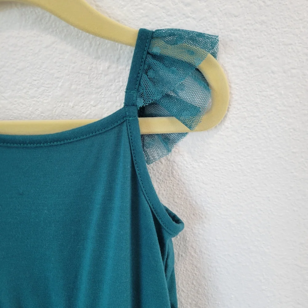Mia Joy by Joyfolie Teal Tulle Swiss Dot Dress Girls‎ Size 5